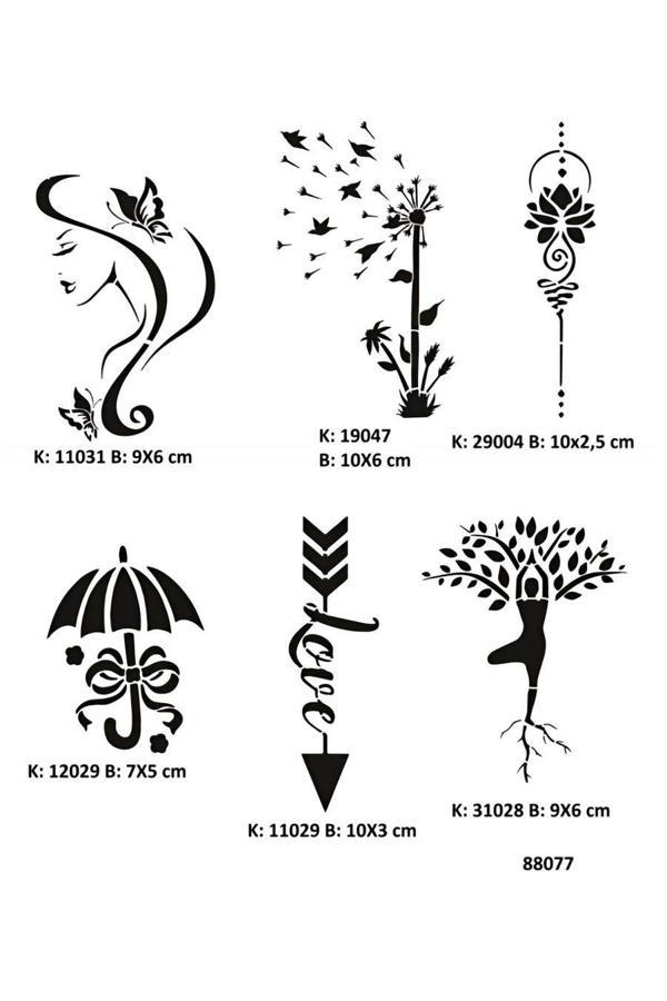 Alsepeteavm Zarif Kadın Geçici Dövme Kalıpları Seti Stencil Kit - Image 1