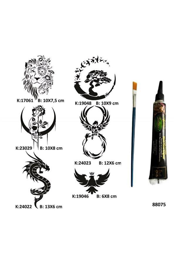 Alsepeteavm Vahşi Güzellikler Tüp Kına ve Fırça hediyeli Tattoo Geçici Dövme Seti - Image 1