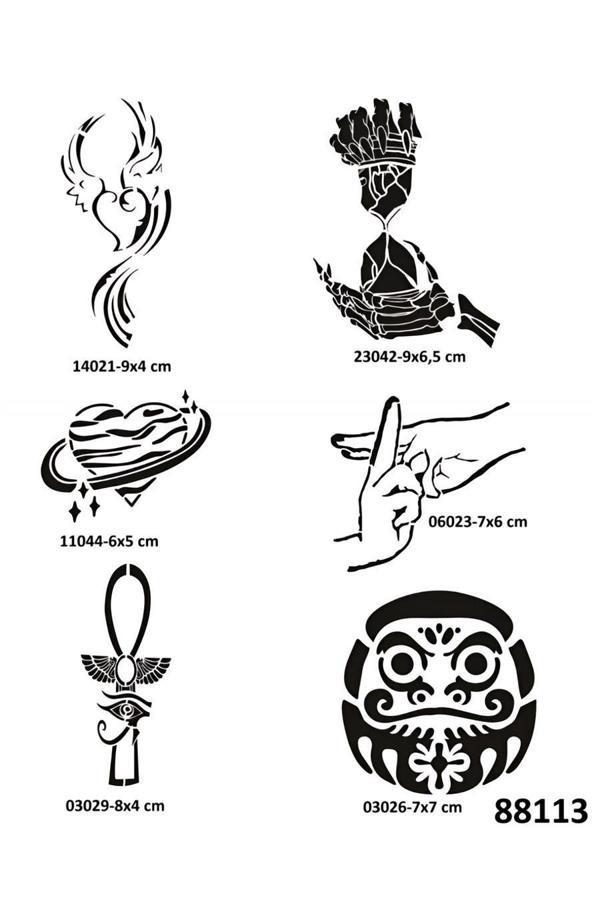 Alsepeteavm Silah Kartal 6 Adet Geçici Dövme Şablonu Tattoo Stencil Modelleri - Image 1