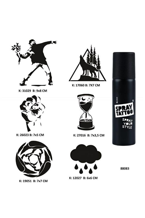 Alsepeteavm Dik Duruş Spray Tattoo Geçici Dövme Seti Sprey Dövme Kiti - Image 1