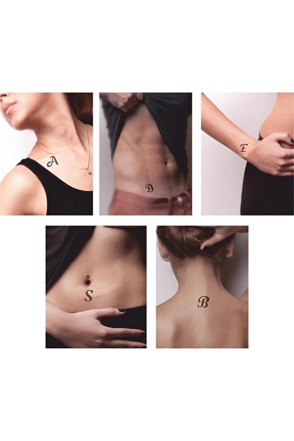 Alsepeteavm Seçtiğiniz 1 Adet Harf Şablonu Tattoo Geçici Dövme Şablonları Kına Kalıpları - Image 1
