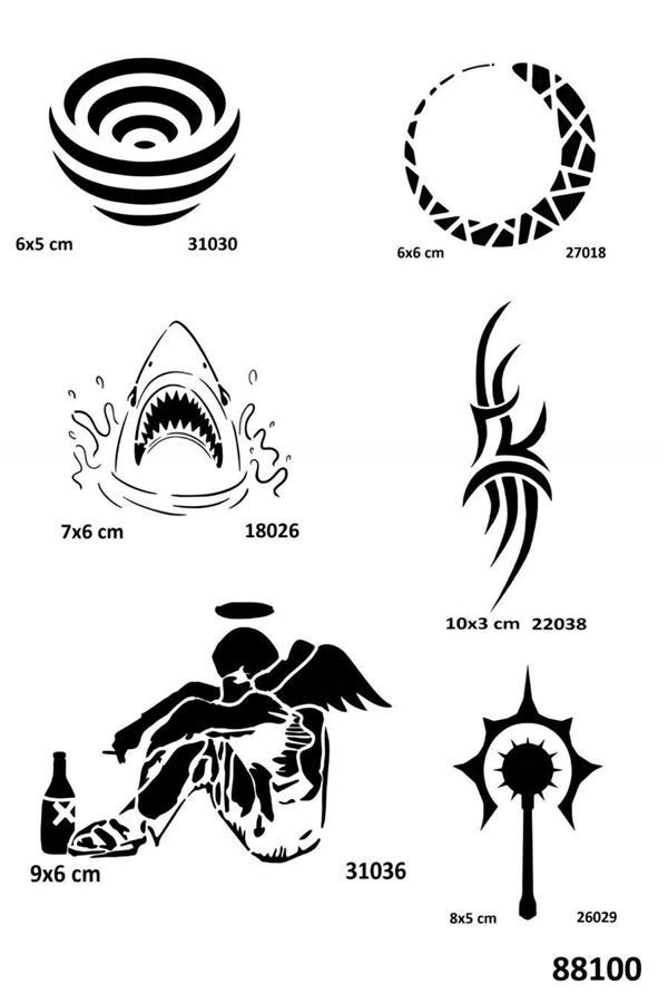 Alsepeteavm Efkar ve Şerit Geçici Dövme Kalıpları Tattoo Stencil Modelleri - Image 1