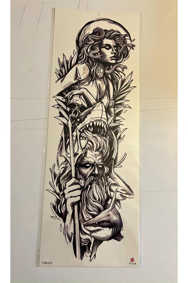 Alsepeteavm Medusa 1 Hafta Kalıcı Tam Kol Bacak Yapıştırma Geçici Dövme 46 CM - Image 1