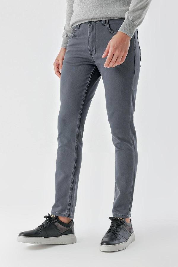  Erkek Füme Mevsimlik Pamuk 5 Cep Slim Fit Jean Pantolon - Image 1