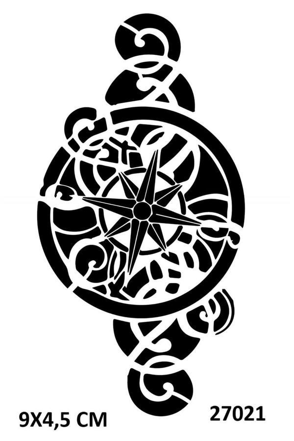 Alsepeteavm Süslü Mandala Pusula Dövmesi Geçici Dövme Deseni - Image 1