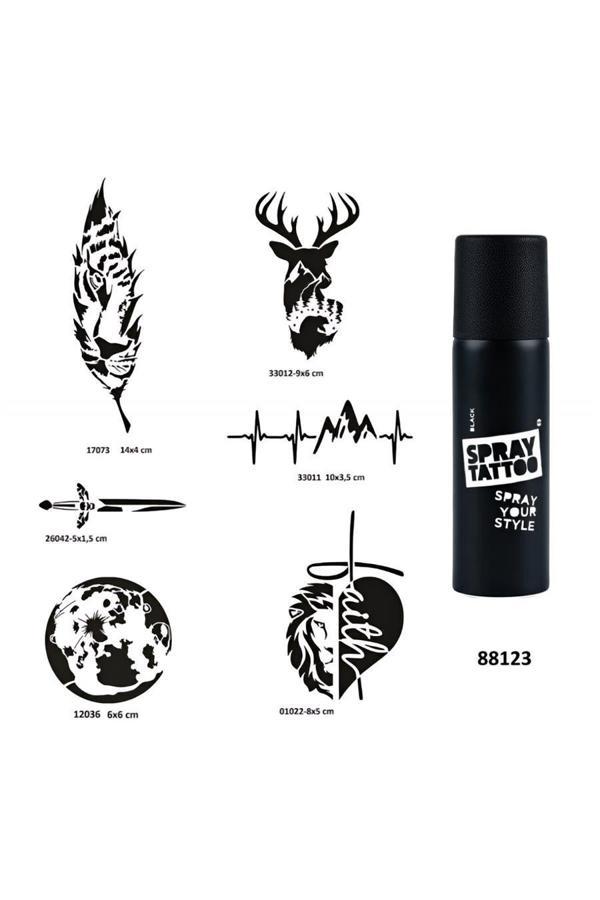 Alsepeteavm Doğa Serisi Spray Tattoo Geçici Dövme Yapma Seti Dark Siyah - Image 1