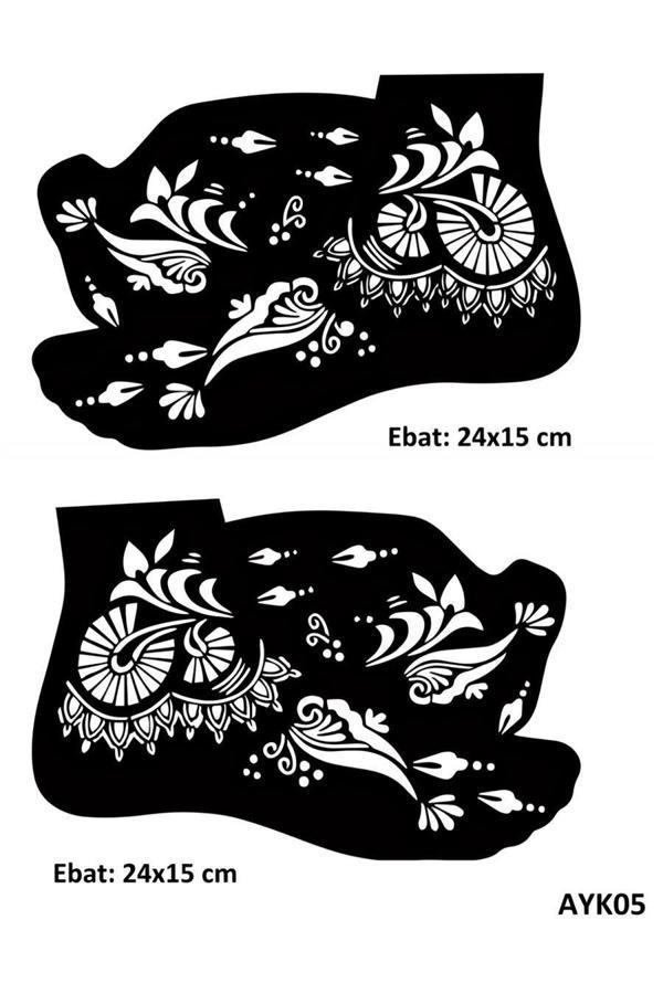 Alsepeteavm Sümbül Desenleri 2 Adet Ayak Kına Kalıbı Sadece Kalıp Kınasız - Image 1