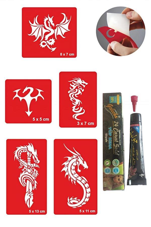 Alsepeteavm Dragon Hint Kınası ile Geçici Dövme Yapma Seti - Image 1