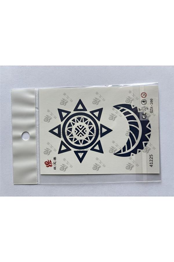 Alsepeteavm Ay Yıldız Minimal 11x8 cm Yarı Kalıcı Geçici Dövme Yapıştırma Dövme - Image 1