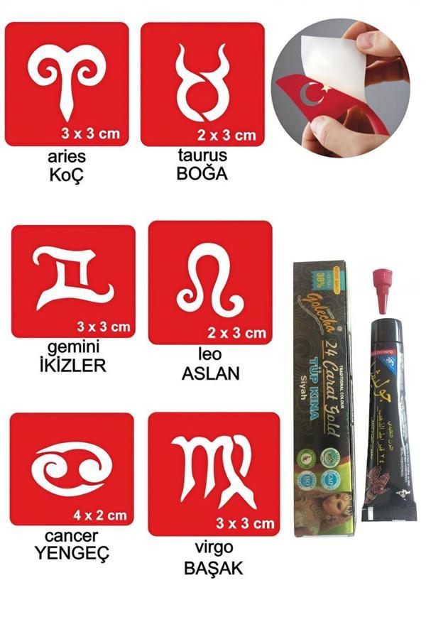 Alsepeteavm Burçlar Hint Kınası ile Geçici Dövme Yapma Seti - Image 1