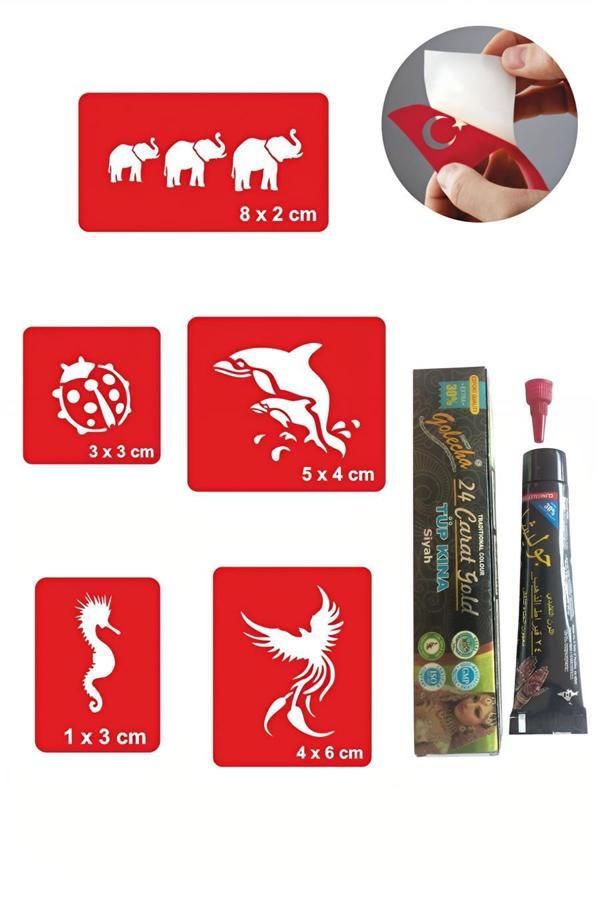 Alsepeteavm Sevimli Hayvanlar Hint Kınası ile Geçici Dövme Yapma Seti - Image 1