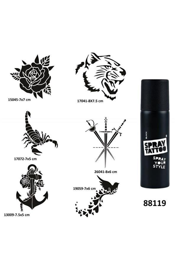 Alsepeteavm Akrep Gül Spray Tattoo Geçici Dövme Seti Dark Sprey Dövme Kiti - Image 1