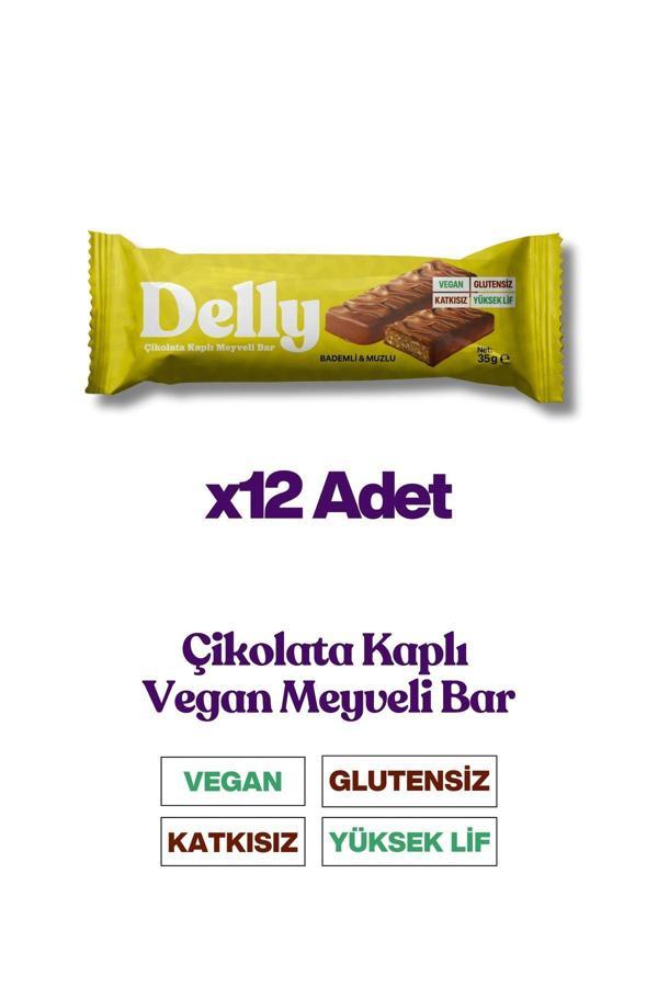 Delly 12 Adet Çikolata Kaplı - Bademli & Muzlu Bar 35G - Image 1
