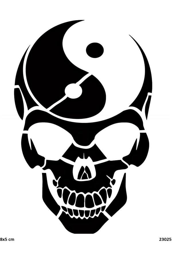 Alsepeteavm İskelet Ve Ying Yang Geçici Dövme Şablonu - Image 1