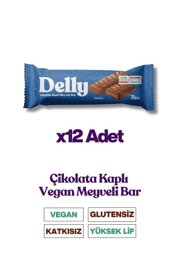 Delly 12 Adet Çikolata Kaplı - Fındıklı Meyveli Bar 35G - Image 1