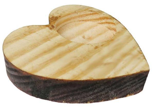 AĞAÇ KÜTÜK TEALİGHT MUMLUK KALP NATUREL 1 ADET - Image 1