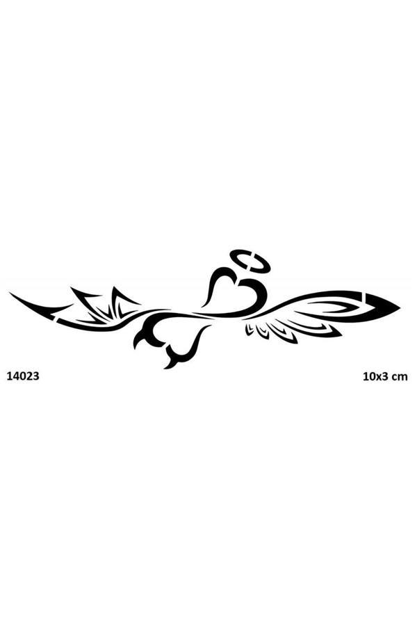 Alsepeteavm Kanatlı Melek ve Şeytan Geçici Dövme Şablonu Stencil Kalıp - Image 1