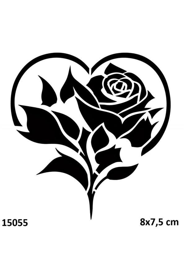 Alsepeteavm Gül ve Kalp Geçici Dövme Şablonu Stencil Kalıp - Image 1