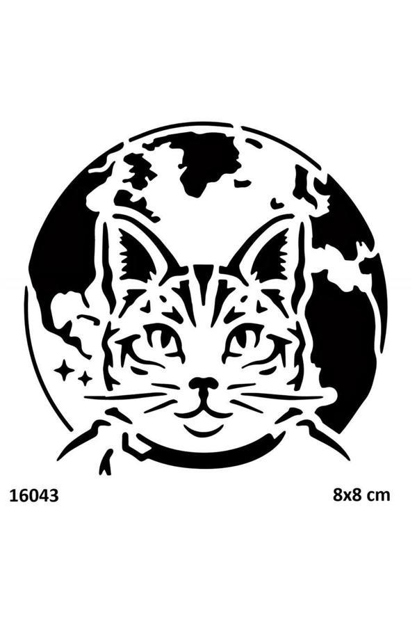 Alsepeteavm Dünya Kedi Geçici Dövme Şablonu Stencil Kalıp - Image 1