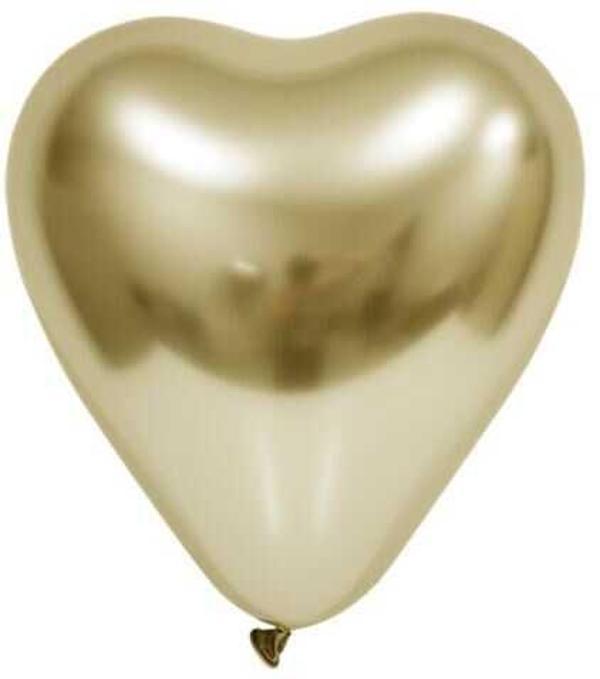 BALON KROM PARLAK 12 İNC KALP ALTIN 50 ADET - Image 1