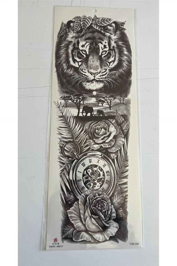 Alsepeteavm Aslan Fil 1 Hafta Kalıcı Tam Kol Kaplama Bacak Yapıştırma Geçici Dövme 46 CM - Image 1