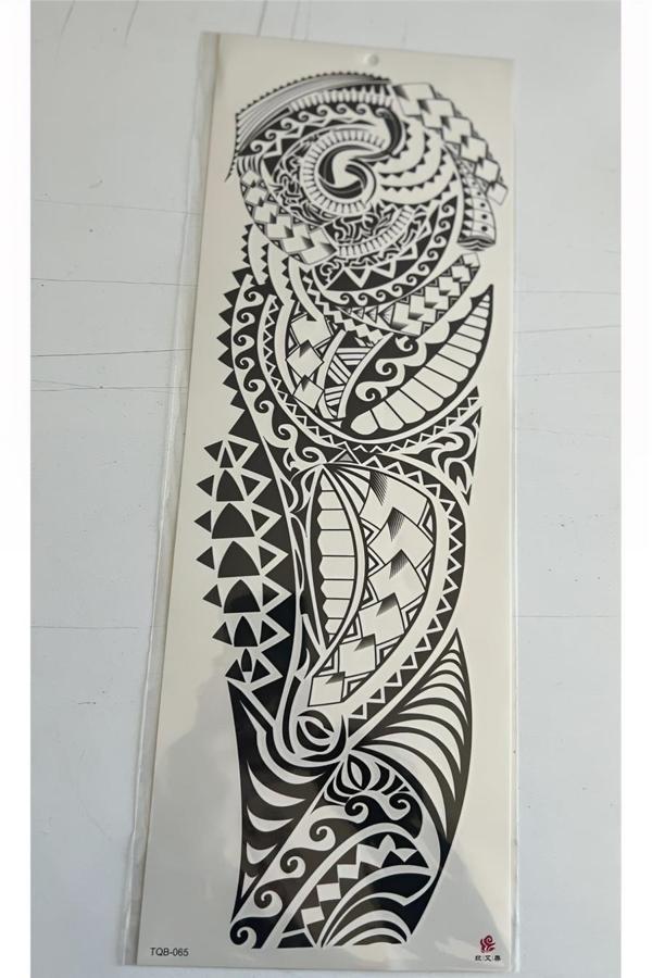 Alsepeteavm Tribal Sarmal 1 Hafta Kalıcı Tam Kol Bacak Yapıştırma Geçici Dövme 46 CM - Image 1