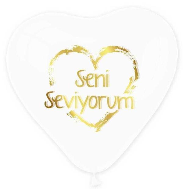 BALON SENİ SEVİYORUM KALP ŞEFFAF ALTIN 100 ADET - Image 1