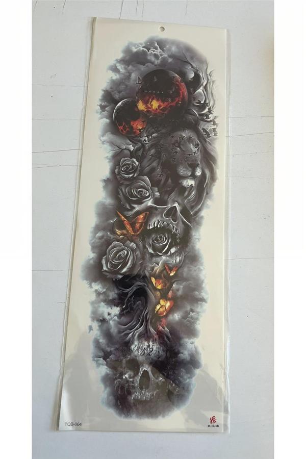 Alsepeteavm Aslan Kelebek 1 Hafta Kalıcı Tam Kol Bacak Yapıştırma Geçici Dövme 46 CM - Image 1