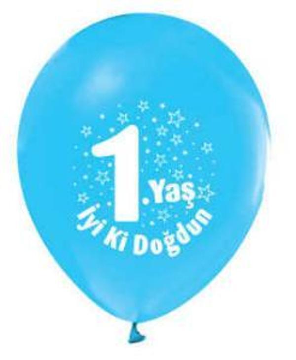 BALON 1 YAŞ İYİKİ DOĞDUN MAVİ 100 ADET - Image 1