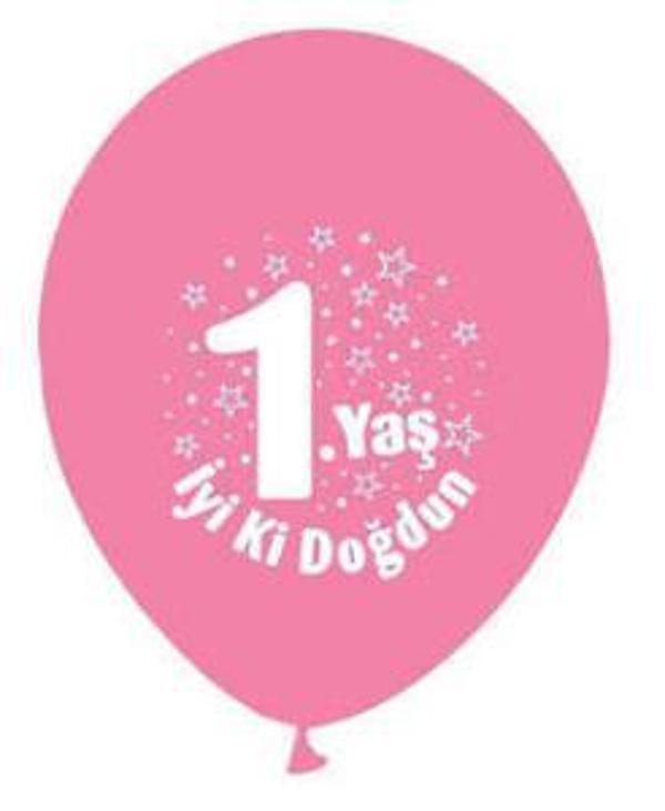 BALON 1 YAŞ İYİKİ DOĞDUN PEMBE 100 ADET - Image 1