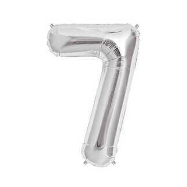 FOLYO BALON RAKAM 7 GÜMÜŞ 16 INC(40CM) 1 ADET - Image 1