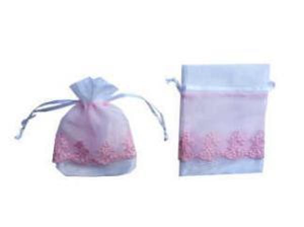 KESE ORGANZE ÜSTÜ SATEN TÜLLÜ PEMBE 9x14 20 ADET - Image 1