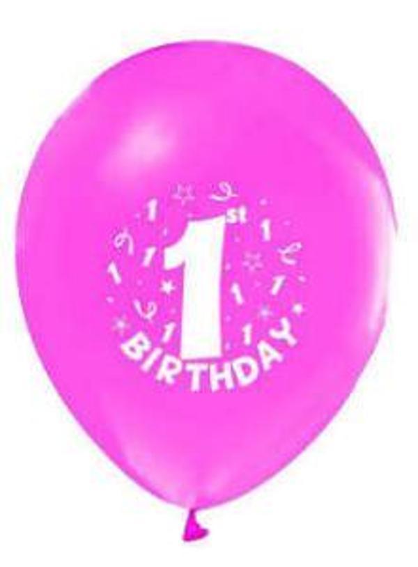 BALON HAPY BİRTHDAY 1 YAŞ PEMBE 100 ADET - Image 1