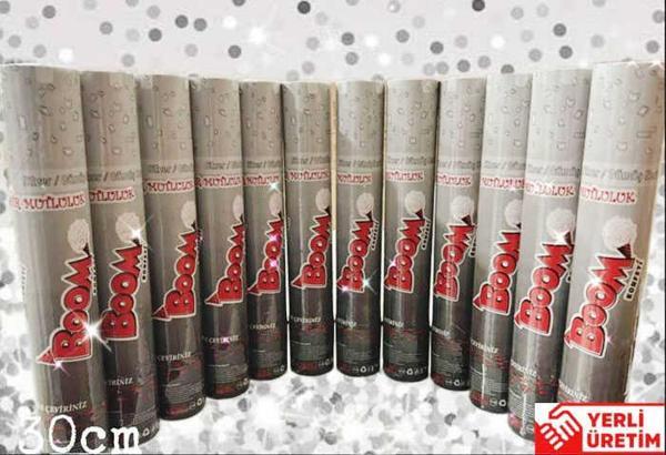 KONFETİ BOOM GÜMÜŞ 30CM 1 ADET - Image 1
