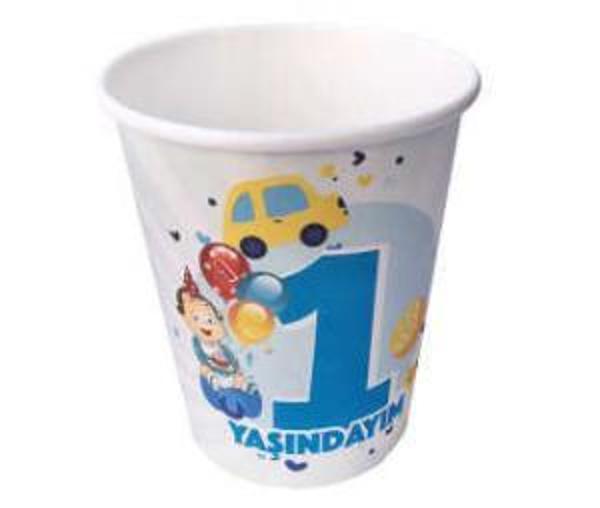 BARDAK KARTON 1 YAŞINDAYIM MAVİ 8oz 8 ADET - Image 1