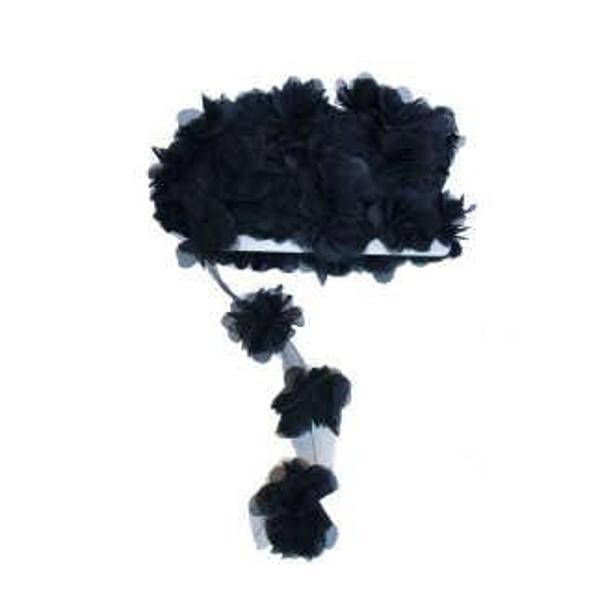 ÇİÇEK TÜL LAZER KESİM SİYAH 1 PAKET - Image 1