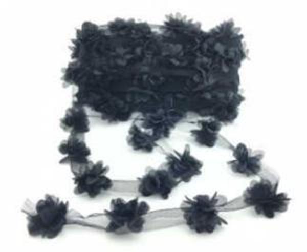 ÇİÇEK TÜL LAZER KESİM SİYAH 9 MT 1 PAKET - Image 1