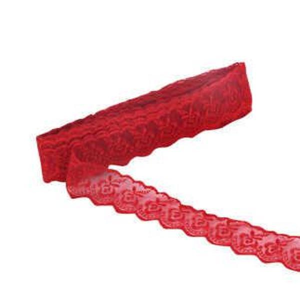 KURDELA DANTELİ 4 CM KIRMIZI 9 MT 1 ADET - Image 1
