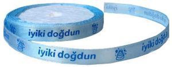 KURDELA İYİKİ DOĞDUN MAVİ 1 CM 10 MT 1 ADET - Image 1