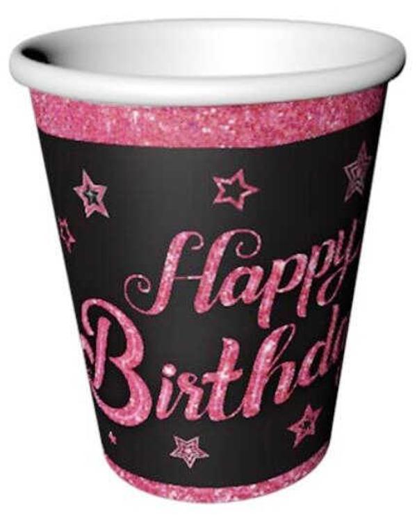 BARDAK PINK STARS HAPPY BIRTHDAY 220/240 CC 8 ADET - Image 1