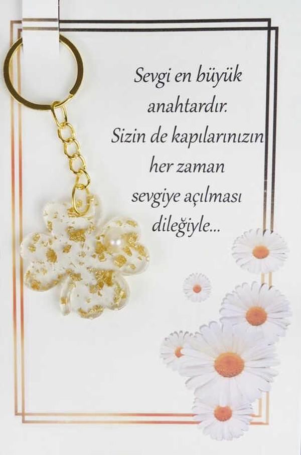 EPOKSİ ANAHTARLIK KARTLI YONCA ALTIN 1 ADET - Image 1