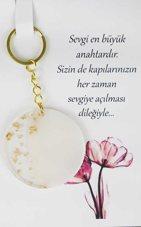 EPOKSİ ANAHTARLIK KARTLI YUVARLAK ALTIN 1 ADET - Image 1