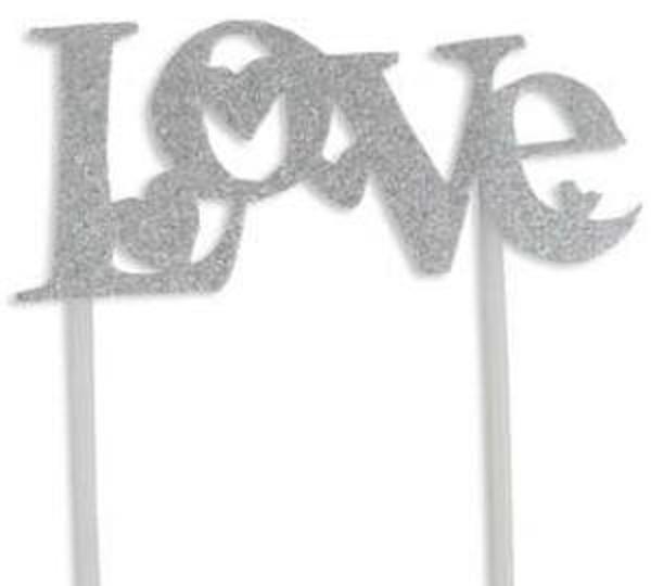 PASTA SÜSÜ LOVE GÜMÜŞ  1 ADET - Image 1