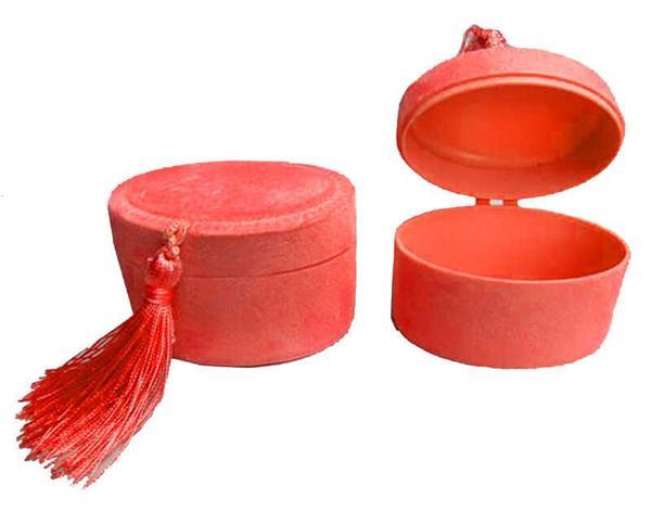 KUTU OVAL FLOK KAPLAMA KIRMIZI 1 ADET - Image 1