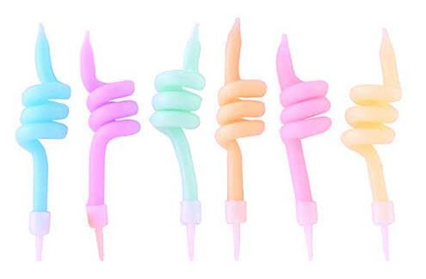 MUM PASTEL MAKARON SPIRAL RENGARENK KÜÇÜK 6 ADET - Image 1