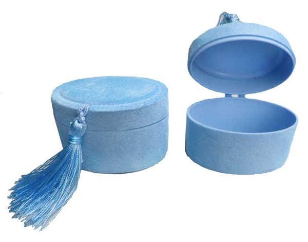 KUTU OVAL FLOK KAPLAMA MAVİ 1 ADET - Image 1