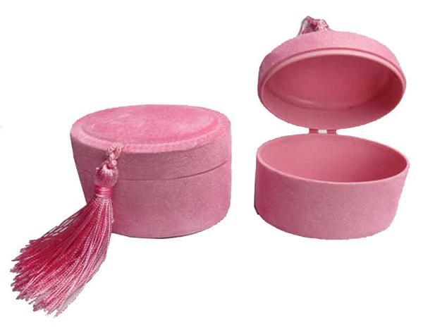 KUTU OVAL FLOK KAPLAMA PEMBE 1 ADET - Image 1