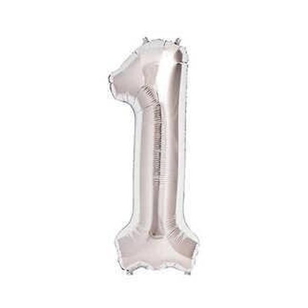 FOLYO BALON RAKAM 1 GÜMÜŞ 16 INC(40CM) 1 ADET - Image 1
