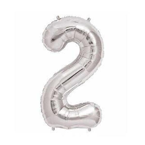 FOLYO BALON RAKAM 2 GÜMÜŞ 16 INC(40CM) 1 ADET - Image 1
