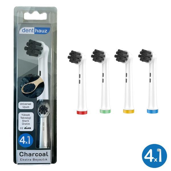 Charcoal - Ekstra Beyazlık Oral-B Uyumlu Diş Fırçası Başlığı - 4 Adet Yedek Başlık - Image 1